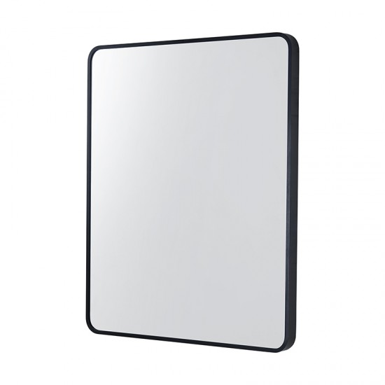 650x800x40mm Black Aluminum Framed Rectangle Bathroom Wall Mirror Rim Round Corner
